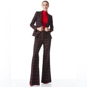 Alice + Olivia Women's Black/Red Mya Window Pane Blazer Coat Size 0 $595 NWT